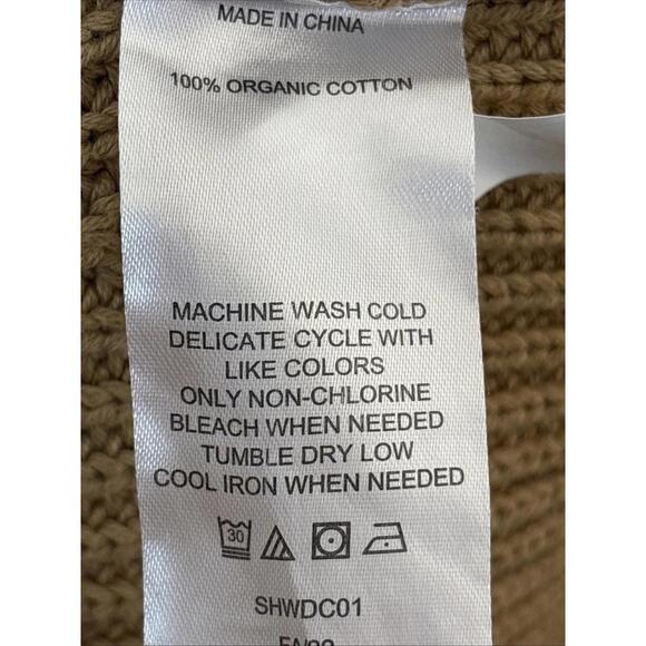 Quince 100% Organic Cotton Fisherman Crew Sweater Large Camel Minimalist Knit - Picture 5 of 10